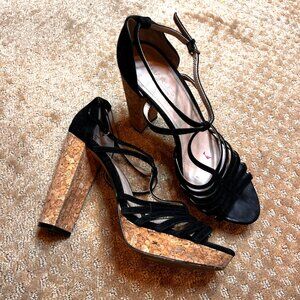 Charles by Charles David Black Block Heel Platform Strappy Sandal SZ 10 HOCO